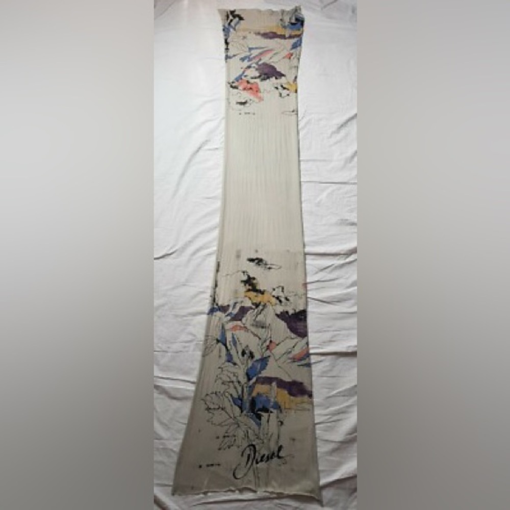 DIESEL GREY SOFT FLORAL/LANDSCAPES COLOUR PRINT LONG SCARF 19×85 INCHES